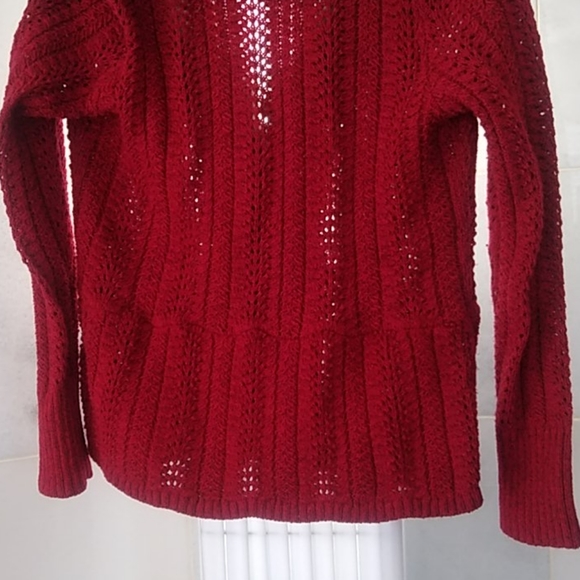 Cache Sweater Fur Red Burgandy Large Womans - Picture 8 of 10